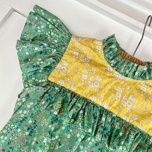 Rare $534 O Pioneers Dorothy Floral Cotton Ruffle Cottage Dress 4 Womens 0 2 XS - Picture 2 of 6